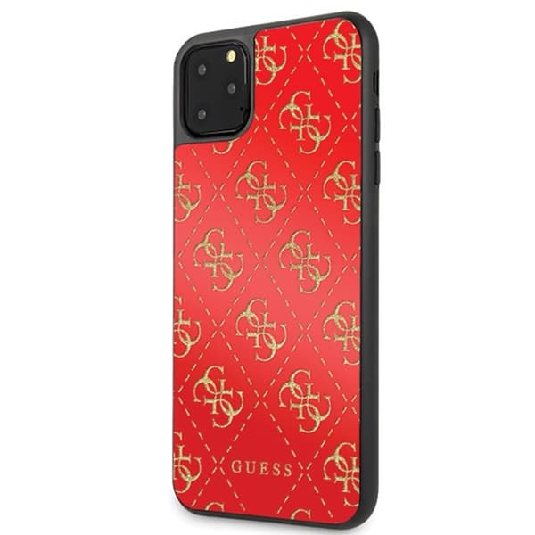 Guess 4G Double Layer Glitter Case - iPhone 11 Pro Max -kotelo (punainen)