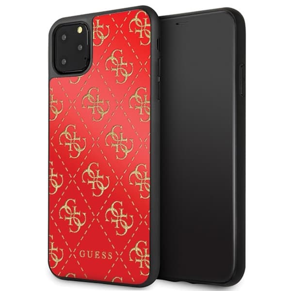 Guess 4G Double Layer Glitter Case - iPhone 11 Pro Max -kotelo (punainen)