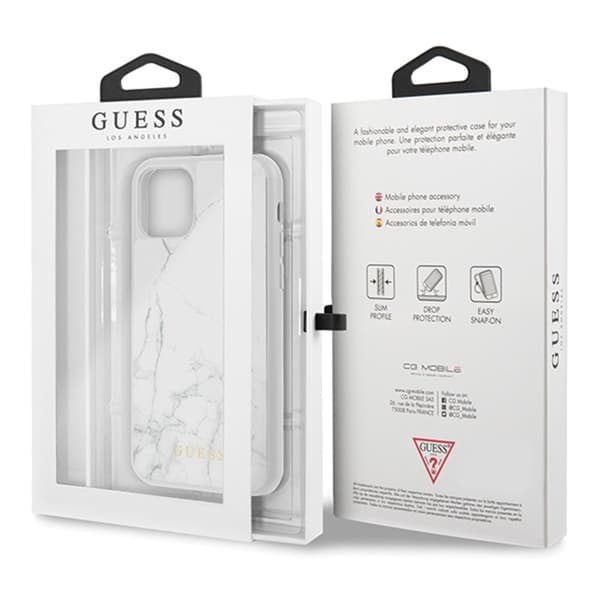 Guess Marble Hardcase i härdat glas - iPhone 11 Pro-fodral (vit)