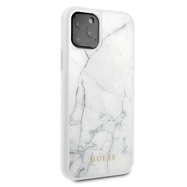 Guess Marble Hardcase i härdat glas - iPhone 11 Pro-fodral (vit)