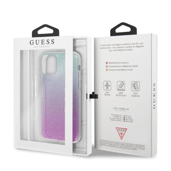 Guess Glitter Gradient - iPhone 11 Pro Max -kotelo (vaaleanpunainen/sininen)