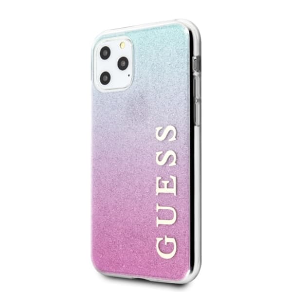 Guess Glitter Gradient - iPhone 11 Pro Max -kotelo (vaaleanpunainen/sininen)