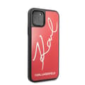 Miniatyrbillede 6 af 7: Karl Lagerfeld dobbeltlags hærdet glas glitter signaturetui - iPhone 11 Pro etui (rød)