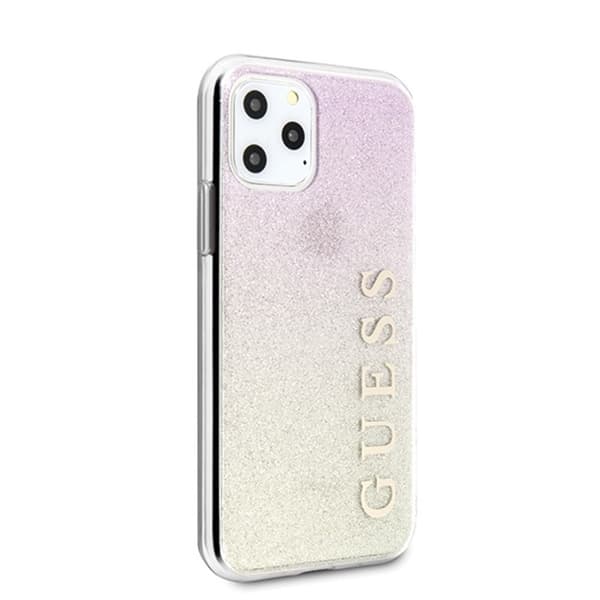 Guess Glitter Gradient - iPhone 11 Pro Max -kotelo (kulta/vaaleanpunainen)