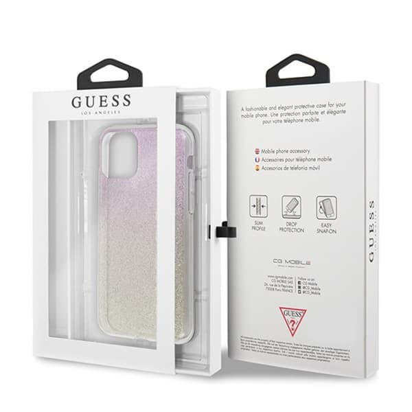 Guess Glitter Gradient - iPhone 11 Pro Max -kotelo (kulta/vaaleanpunainen)