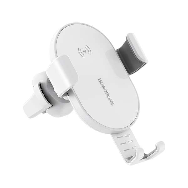 Borofone - bilholder med Qi 10W trådløs oplader til luftventil, hvid