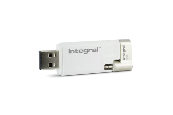 Integreret iShuttle - 32 GB bærbar hukommelse med USB- og Lightning-stik, MFi-certifikat
