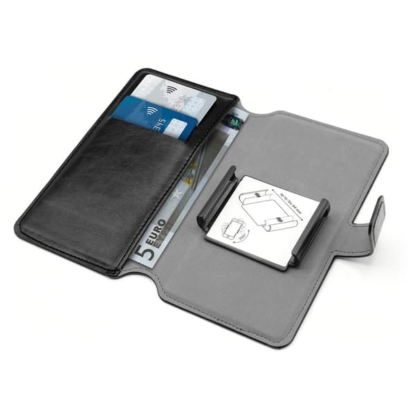 PURO Universal Wallet 360° - Yleiskäyttöinen pyörivä kotelo korttipaikalla, koko XL (musta)