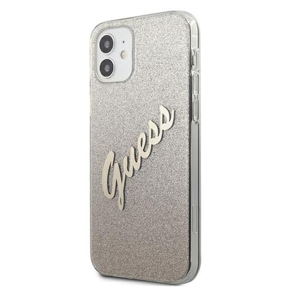 Guess Glitter Gradient Script - iPhone 12 mini cover (guld)