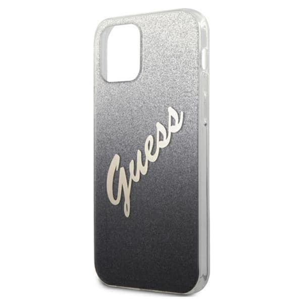 Guess Glitter Gradient Script - iPhone 12 / iPhone 12 Pro-fodral (svart)