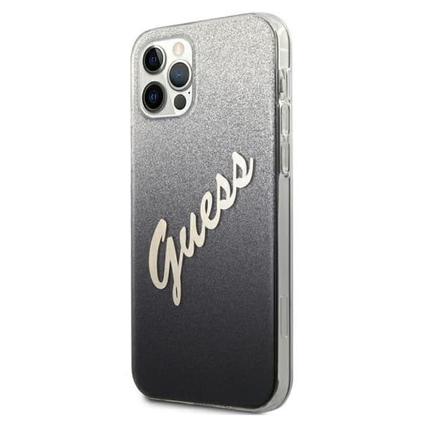 Guess Glitter Gradient Script - iPhone 12 / iPhone 12 Pro-fodral (svart)