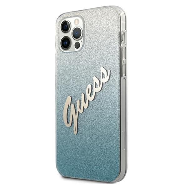 Guess Glitter Gradient Script - iPhone 12 Pro Max -kotelo (sininen)