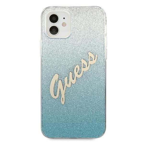 Guess Glitter Gradient Script - iPhone 12 minifodral (blått)