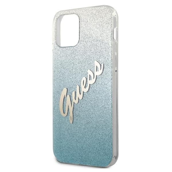 Guess Glitter Gradient Script - iPhone 12 minifodral (blått)