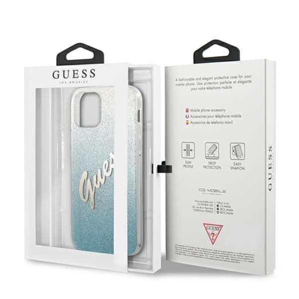Guess Glitter Gradient Script - iPhone 12 minifodral (blått)