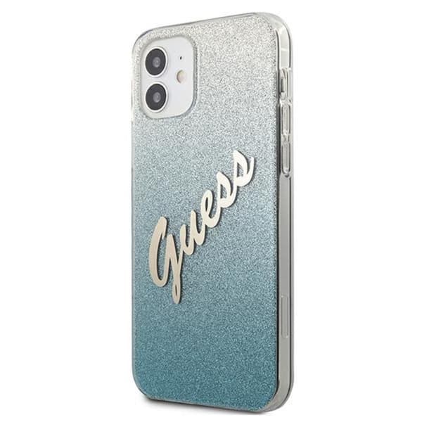 Guess Glitter Gradient Script - iPhone 12 minifodral (blått)