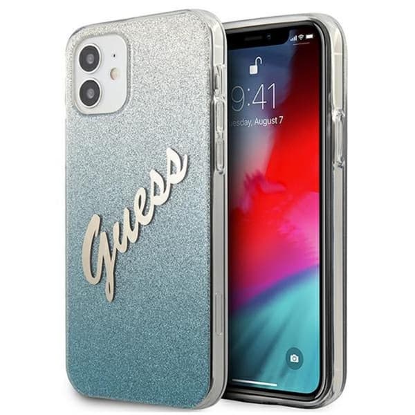 Guess Glitter Gradient Script - iPhone 12 minifodral (blått)