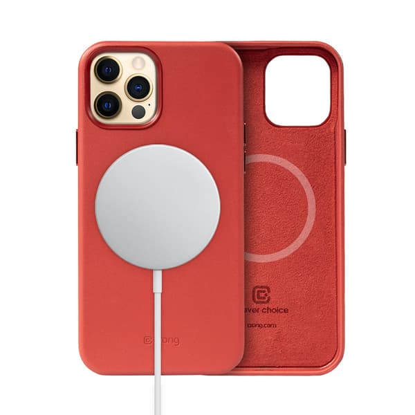 Crong Essential Cover Magnetic - iPhone 12 Pro Max MagSafe nahkakotelo (punainen)