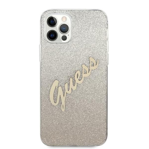 Guess Glitter Gradient Script - iPhone 12 / iPhone 12 Pro Fodral (guld)