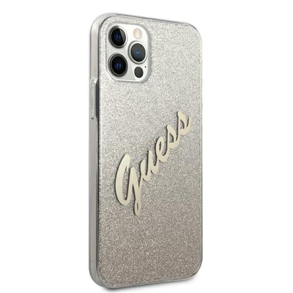 Guess Glitter Gradient Script - iPhone 12 / iPhone 12 Pro Fodral (guld)