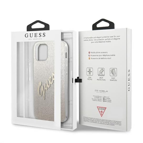 Guess Glitter Gradient Script - iPhone 12 / iPhone 12 Pro Fodral (guld)