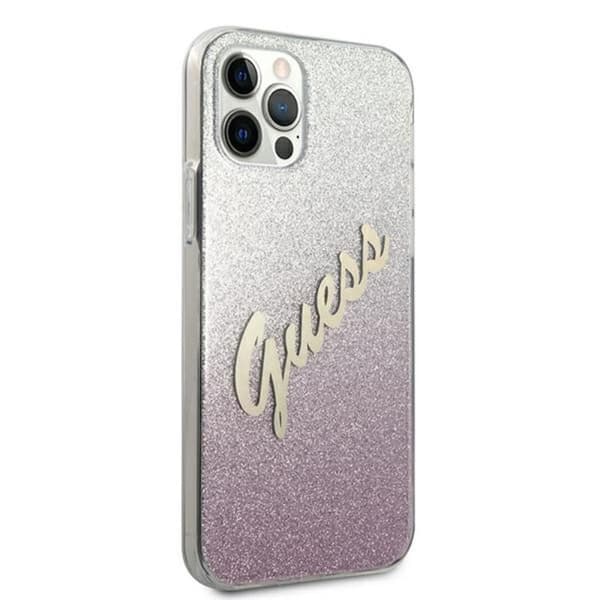 Guess Glitter Gradient Script - iPhone 12 Pro Max etui (Pink)