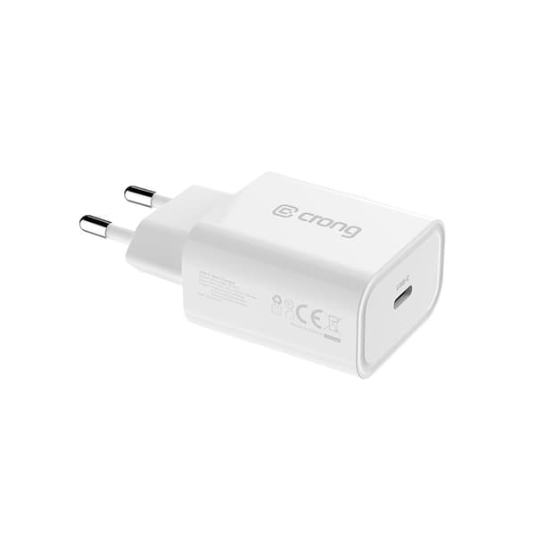 Crong USB-C rejseoplader – USB-C Power Delivery 20W vægoplader (hvid)