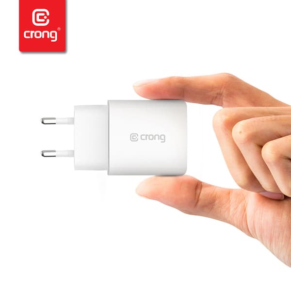 Crong USB-C rejseoplader – USB-C Power Delivery 20W vægoplader (hvid)