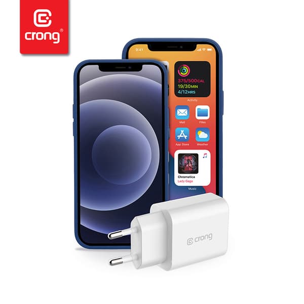 Crong USB-C rejseoplader – USB-C Power Delivery 20W vægoplader (hvid)