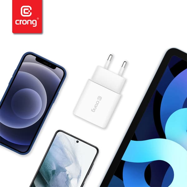 Crong USB-C rejseoplader – USB-C Power Delivery 20W vægoplader (hvid)