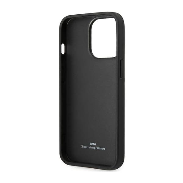 BMW Leather Blue Dots - iPhone 14 Pro etui (sort)