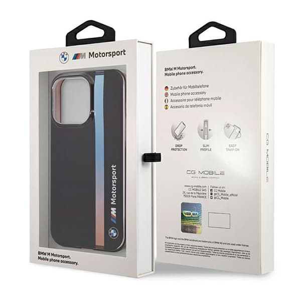 BMW Tricolor Stripe - iPhone 14 Pro Max -kotelo (musta)