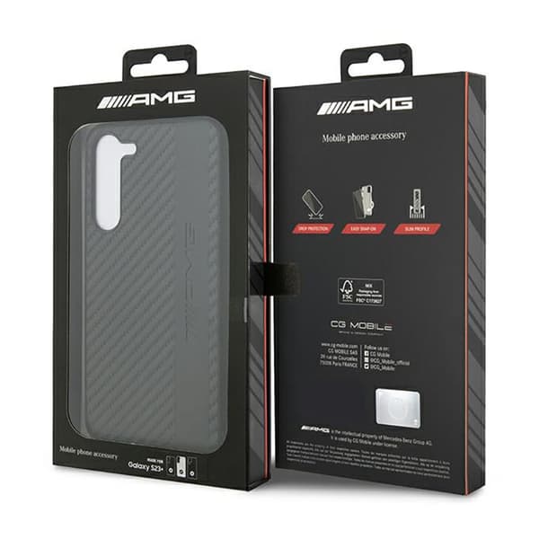 AMG Carbon Stripe & Præget - Samsung Galaxy S23+ etui (sort)