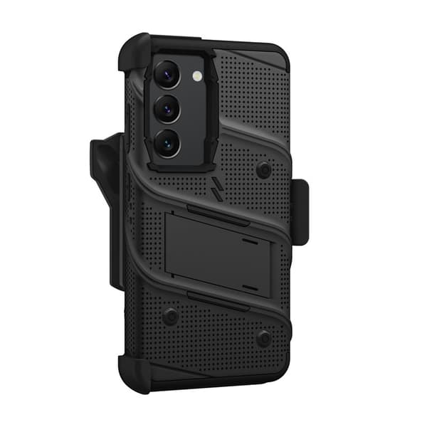 ZIZO BOLT Series - Pansret etui til Samsung Galaxy S23 med 9H glasskærm + holder med stativ (sort)