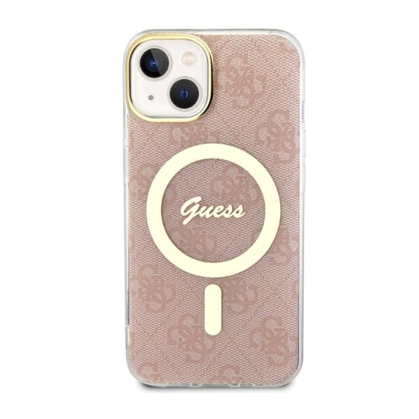 Guess 4G MagSafe - iPhone 14 Plus -kotelo (vaaleanpunainen)