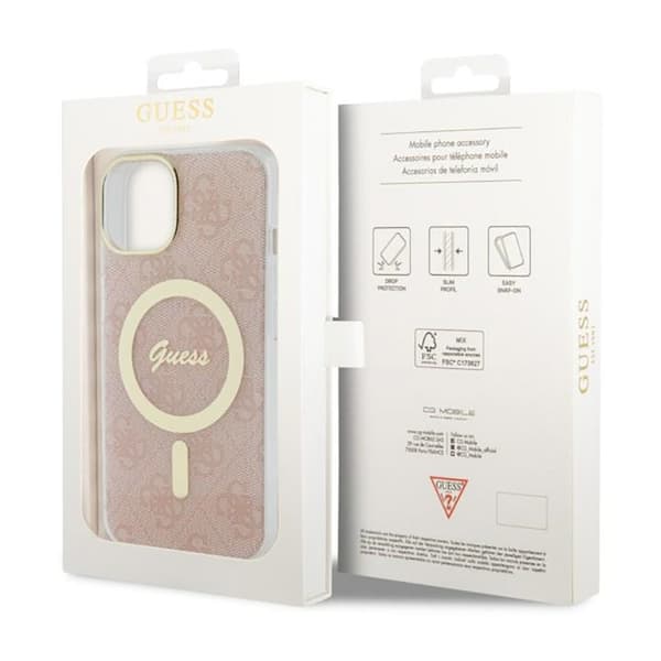 Guess 4G MagSafe - iPhone 14 Plus -kotelo (vaaleanpunainen)