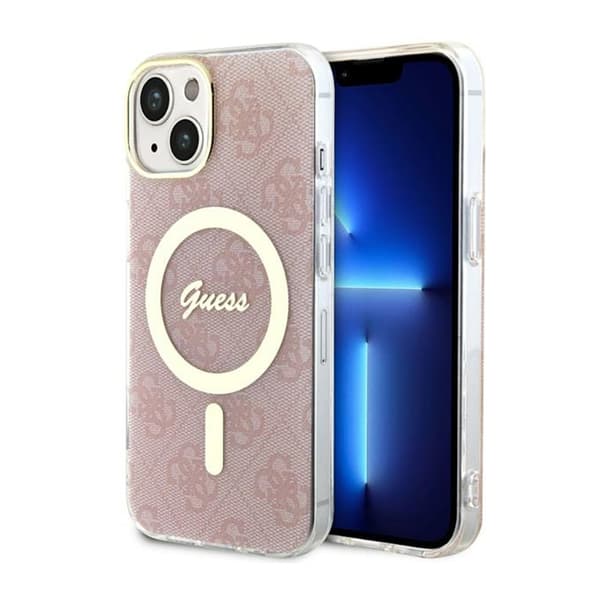 Guess 4G MagSafe - iPhone 14 Plus -kotelo (vaaleanpunainen)
