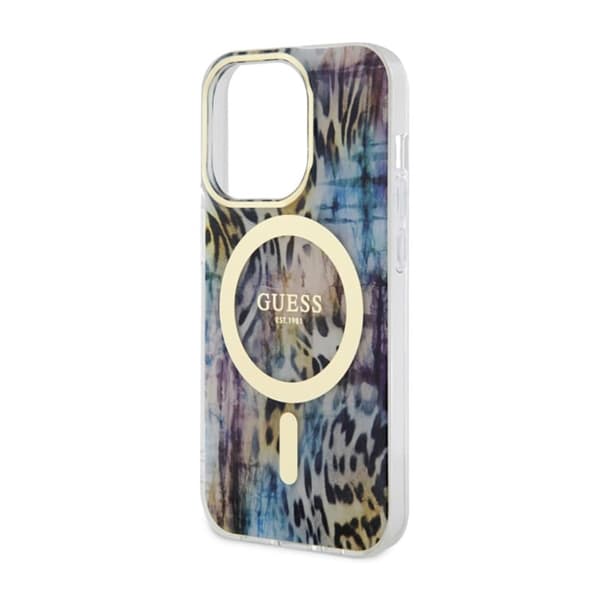 Guess Leopard MagSafe - iPhone 14 Pro-cover (blå)