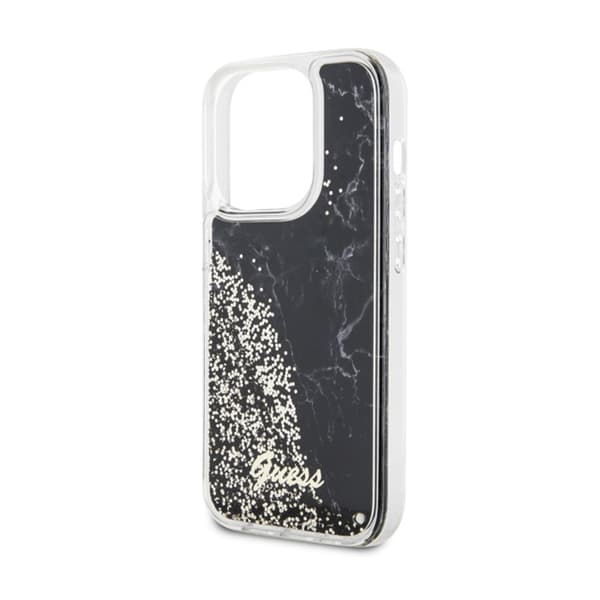 Guess Liquid Glitter Marble - iPhone 14 Pro etui (sort)