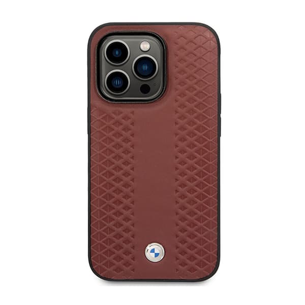 BMW Læder Diamond Pattern MagSafe - iPhone 14 Pro Cover (Burgunder)