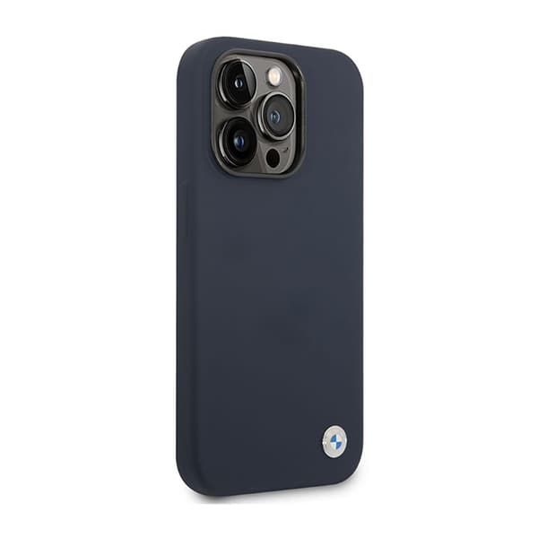 BMW flytande silikonfodral metalllogotyp MagSafe - iPhone 14 Pro Max fodral (marinblå)
