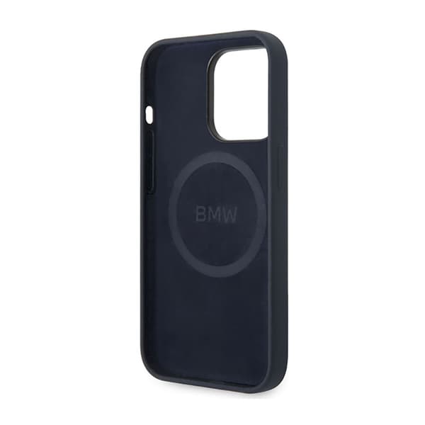 BMW flytande silikonfodral metalllogotyp MagSafe - iPhone 14 Pro Max fodral (marinblå)