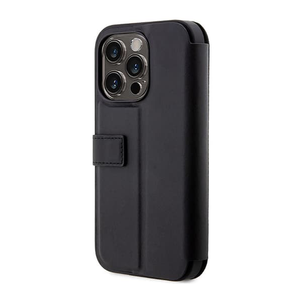 BMW Booktype nahkaleimasin siniset viivat - iPhone 14 Pro Max -kotelo (musta)