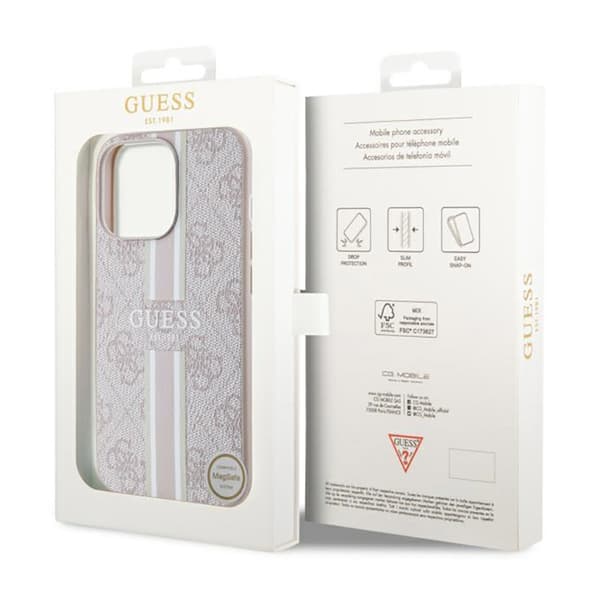Guess 4G Printed Stripes MagSafe - iPhone 13 Pro-fodral (rosa)