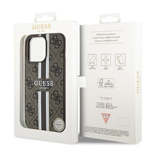 Guess 4G Printed Stripes MagSafe - iPhone 13 Pro-cover (brun)