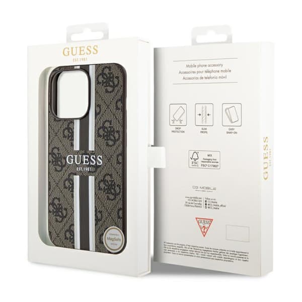 Guess 4G Printed Stripes MagSafe - iPhone 13 Pro Max etui (brun)
