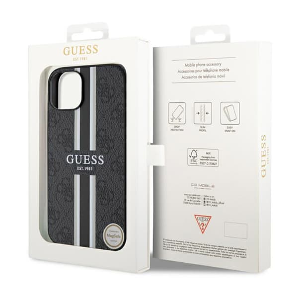 Guess 4G Printed Stripes MagSafe - iPhone 14 Plus etui (sort)