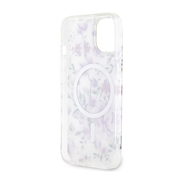 Guess Flower MagSafe - iPhone 14 Plus -kotelo (läpinäkyvä)