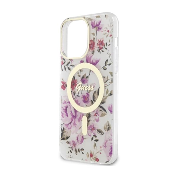 Guess Flower MagSafe - iPhone 14 Pro-cover (gennemsigtig)