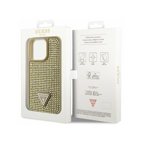 Guess Rhinestone Triangle - iPhone 14 Pro etui (guld)